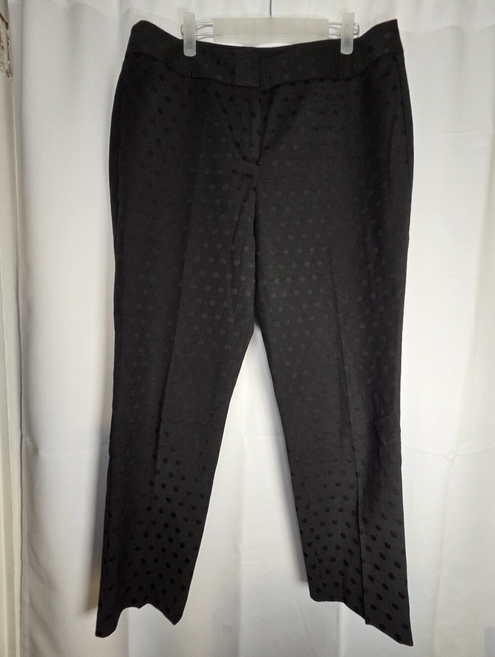 Talbots Straight Leg ankle Black Polka Dot on Black Pants Women's 10 Trousers